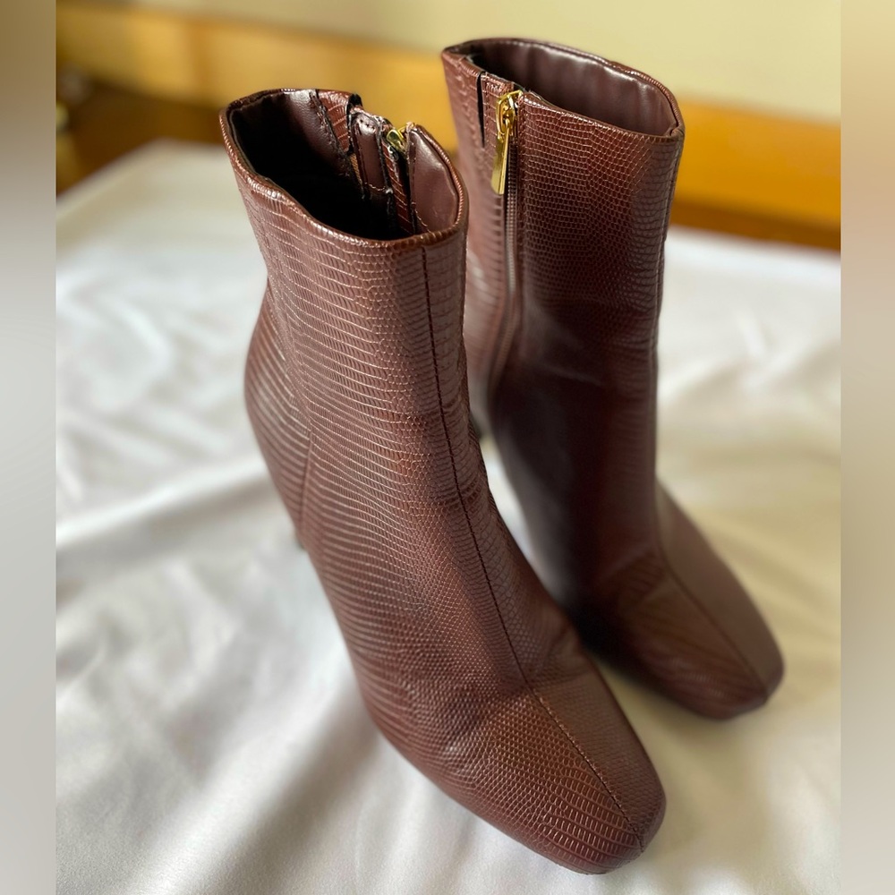 Brown Heeled Leather Ankle Boots